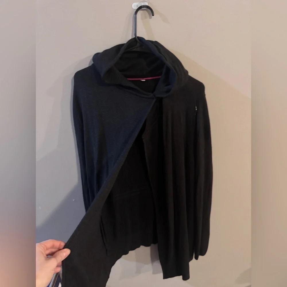 lululemon Charcoal Ribbed Hooded Wrap Cardigan